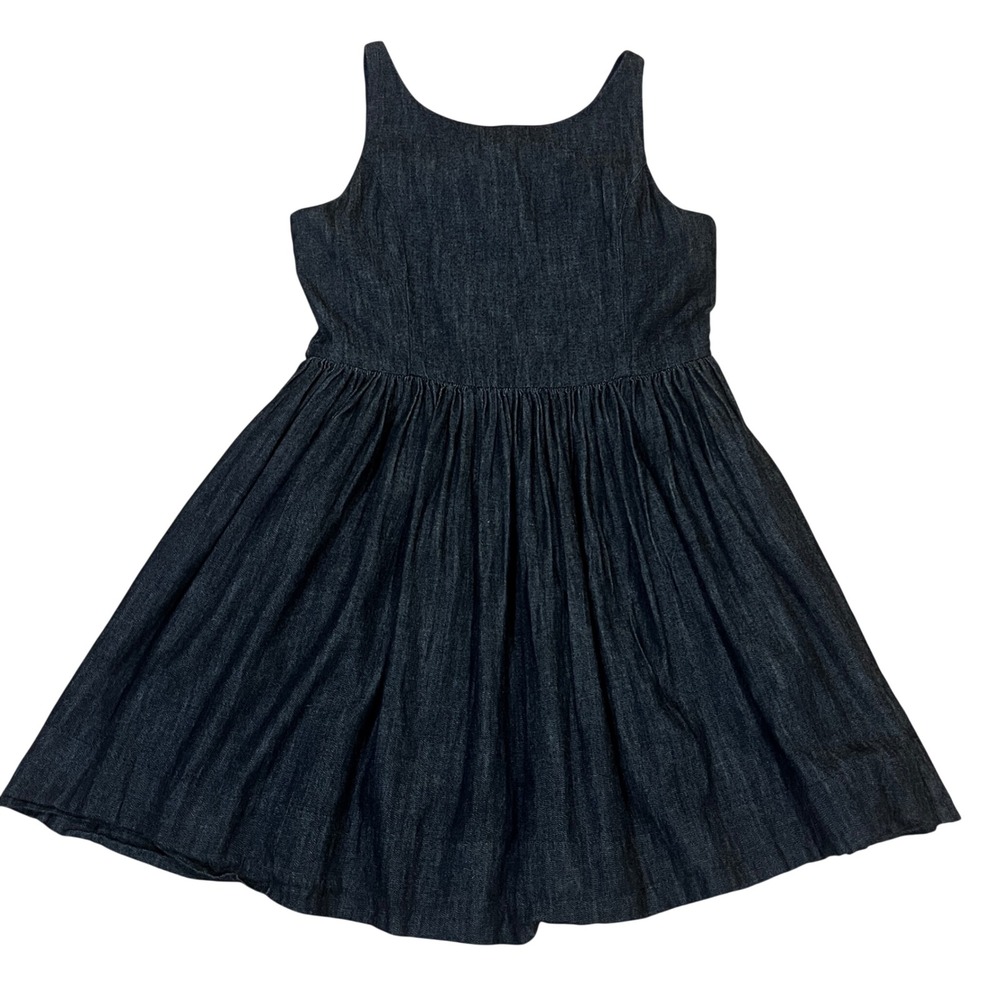 Ralph Lauren Girls Dark Wash Denim Sleeveless Button Back Dress 12 Fit & Flare